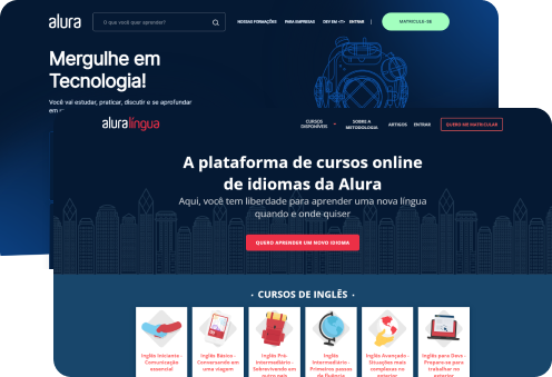 Tela do Alura Plus e Alura língua